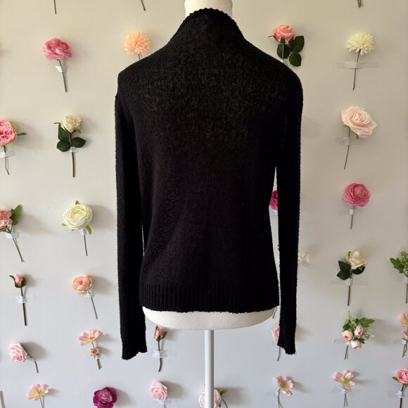 Vintage Black Cardigan with Embroidered Floral Design - Picture 5 of 10